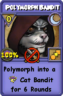 Wizard101 Moon spell card: Polymorph Bandit, Spell ID 8209