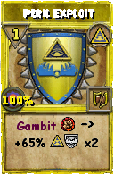 Wizard101 Myth spell card: Peril Exploit, Spell ID 8226