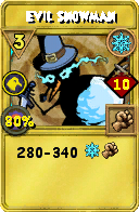 Wizard101 Ice spell card: Evil Snowman, Spell ID 8233