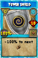 Wizard101 Ice spell card: Tower Shield, Spell ID 8240