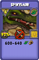 Wizard101 Life spell card: Spinysaur, Spell ID 8241
