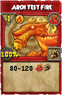 Wizard101 Fire spell card: Arch Test Fire, Spell ID 8252