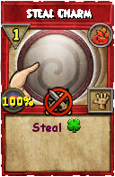 Wizard101 Fire spell card: Steal Charm, Spell ID 8255