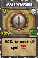 Wizard101 Death spell card: Mass Weakness, Spell ID 8264