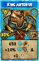 Wizard101 Ice spell card: King Artorius, Spell ID 8265