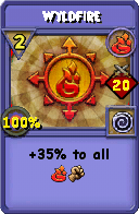 Wizard101 Fire spell card: Wyldfire, Spell ID 8289