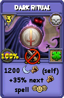 Wizard101 Death spell card: Dark Ritual, Spell ID 8291