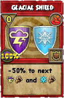 Wizard101 Fire spell card: Glacial Shield, Spell ID 8349
