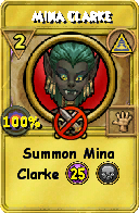 Wizard101 Myth spell card: Mina Clarke, Spell ID 8356