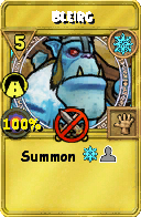 Wizard101 Ice spell card: Bleirg, Spell ID 8363
