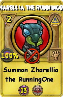 Wizard101 Myth spell card: Zharellia the RunningOne, Spell ID 8372