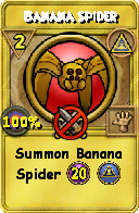 Wizard101 Myth spell card: Banana Spider, Spell ID 8375
