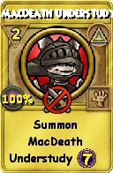 Wizard101 Myth spell card: MacDeath Understudy, Spell ID 8377