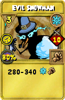 Wizard101 Ice spell card: Evil Snowman, Spell ID 8401