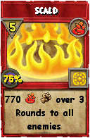 Wizard101 Fire spell card: Scald, Spell ID 8403
