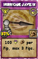 Wizard101 Storm spell card: Hurricane Javelin, Spell ID 8414