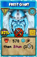 Wizard101 Ice spell card: Frost Giant, Spell ID 8421