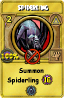 Wizard101 Myth spell card: Spiderling, Spell ID 8422