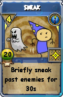 Wizard101 Cantrips spell card: Sneak, Spell ID 8435