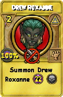 Wizard101 Myth spell card: Drew Roxanne, Spell ID 8436