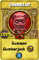 Wizard101 Myth spell card: Gumberjack, Spell ID 8444