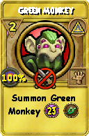 Wizard101 Myth spell card: Green Monkey, Spell ID 8446