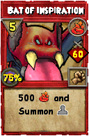 Wizard101 Fire spell card: Bat of Inspiration, Spell ID 8447