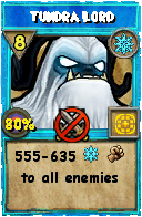 Wizard101 Ice spell card: Tundra Lord, Spell ID 8448