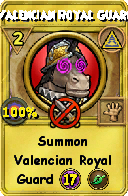 Wizard101 Myth spell card: Valencian Royal Guard, Spell ID 8474