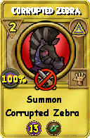 Wizard101 Myth spell card: Corrupted Zebra, Spell ID 8489