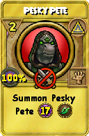 Wizard101 Myth spell card: Pesky Pete, Spell ID 8491