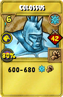Wizard101 Ice spell card: Colossus, Spell ID 8492