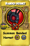 Wizard101 Myth spell card: Banded Hornet, Spell ID 8497
