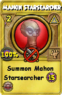Wizard101 Myth spell card: Mahon Starsearcher, Spell ID 8499