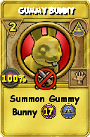 Wizard101 Myth spell card: Gummy Bunny, Spell ID 8504