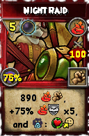 Wizard101 Fire spell card: Night Raid, Spell ID 8542