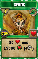 Wizard101 Life spell card: Sprite, Spell ID 8550