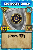 Wizard101 Ice spell card: Greyrose's Shield, Spell ID 8557
