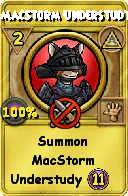Wizard101 Myth spell card: MacStorm Understudy, Spell ID 8569