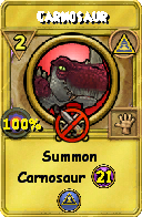 Wizard101 Myth spell card: Carnosaur, Spell ID 8576