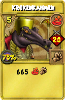 Wizard101 Fire spell card: Krokenkahmen, Spell ID 8606
