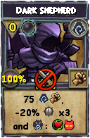 Wizard101 Shadow spell card: Dark Shepherd, Spell ID 8610