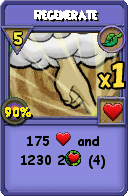 Wizard101 Life spell card: Regenerate, Spell ID 8617