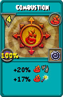 Wizard101 Fire spell card: Combustion, Spell ID 8636