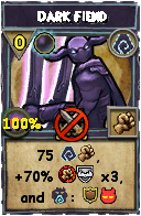 Wizard101 Shadow spell card: Dark Fiend, Spell ID 8645