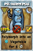 Wizard101 Moon spell card: Polymorph Peas, Spell ID 8652