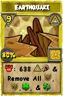 Wizard101 Myth spell card: Earthquake, Spell ID 8653
