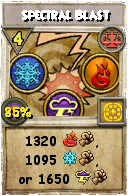 Wizard101 Balance spell card: Spectral Blast, Spell ID 8658