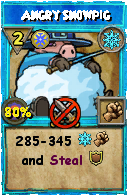 Wizard101 Ice spell card: Angry Snowpig, Spell ID 8672
