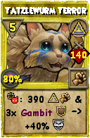 Wizard101 Myth spell card: Tatzlewurm Terror, Spell ID 8673